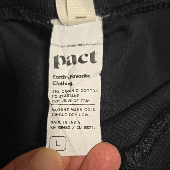 Pact Organic Cotton Ribbed Straight Leg Leggings, Black, Size L - Picture 9 of 9